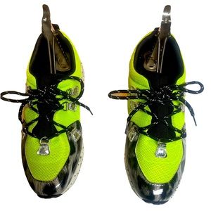 Akima Steve Madden "Madden Girl" Neon Leopard Print Sneakers Sz 8 Cliff Wedge